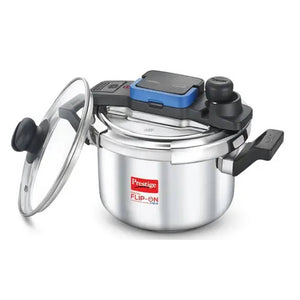 Prestige Svachh Flip-On Stainless Steel Pressure Cooker With Glass Lid 5 Litre Silver 20157 