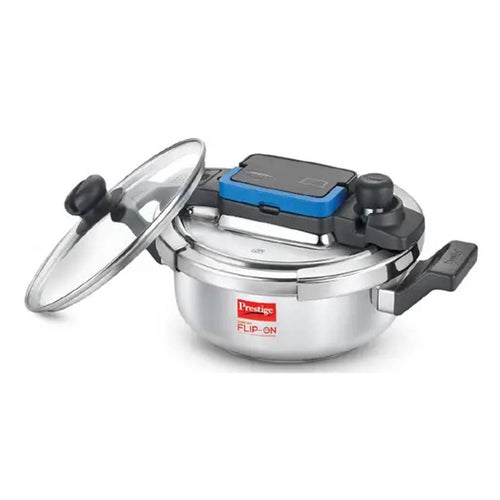 Prestige Svachh Flip-On Mini Stainless Steel Pressure Cooker With Glass Lid 2 Litre Silver 20164 