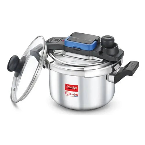Prestige Svachh Flip-On Stainless Steel Pressure Cooker With Glass 3 Litre Silver 20165 