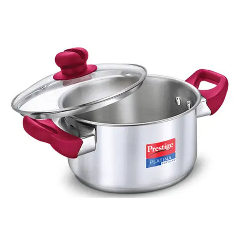 Prestige Platina Popular Stainless Steel Casserole With Glass Lid 26 cm Silver 36894 