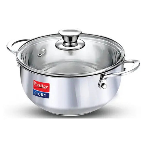 Prestige Glory Stainless Steel Cookware Kadai With Glass Lid 22 cm 37539 