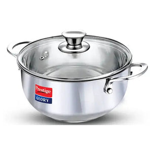 Prestige Glory Stainless Steel Cookware Kadai With Glass Lid 22 cm 37539 