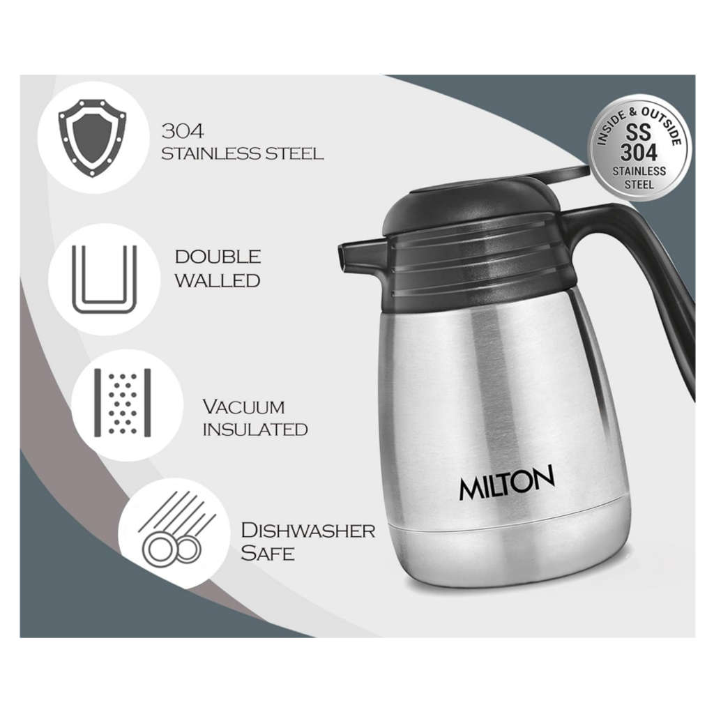 Milton Carafe Thermosteel 24 Hours Vacuum Flask Hot Or Cold 1000ml Stainless Steel