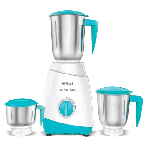 Havells Aspro Plus Mixer Grinder 550 W White & Light Blue GHFMGCYW055 