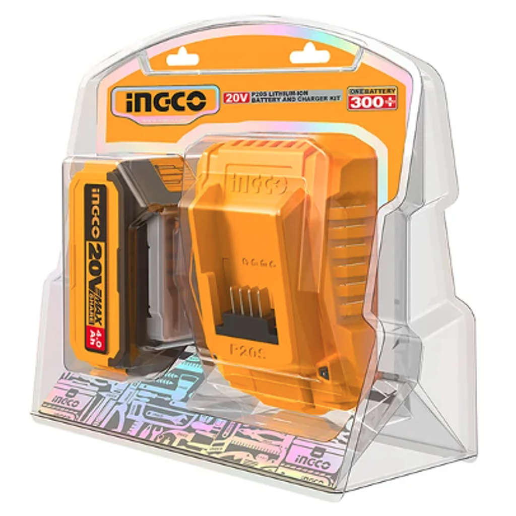 Ingco Lithium-Ion Battery And Charger Kit 20 V FBCPK1214