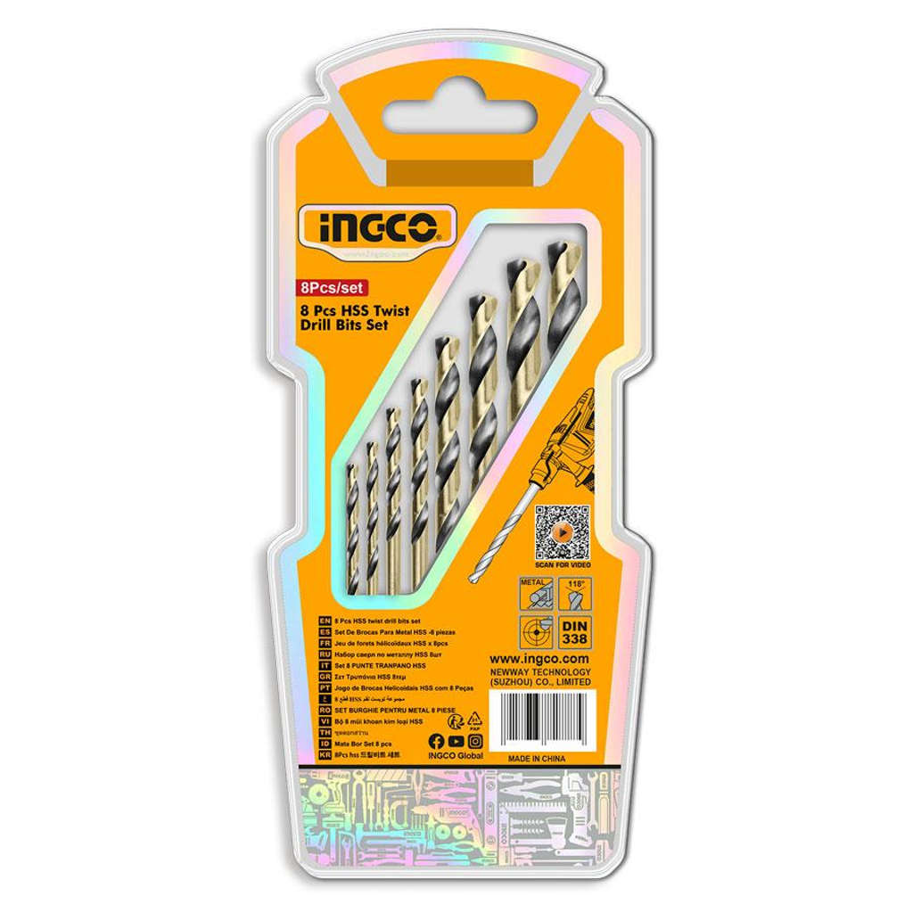 Ingco HSS Twist Drill Bits Set Of 8 Pcs AKDB0801