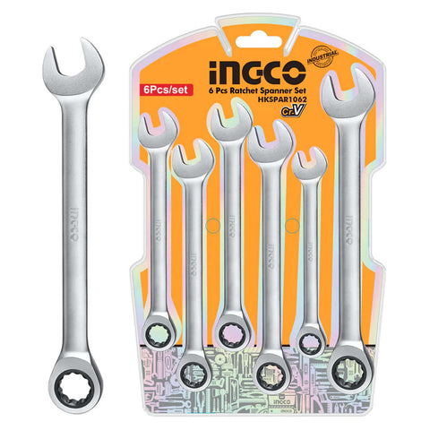 Ingco Ratchet Spanner Set Of 6 Pcs HKSPAR1062 