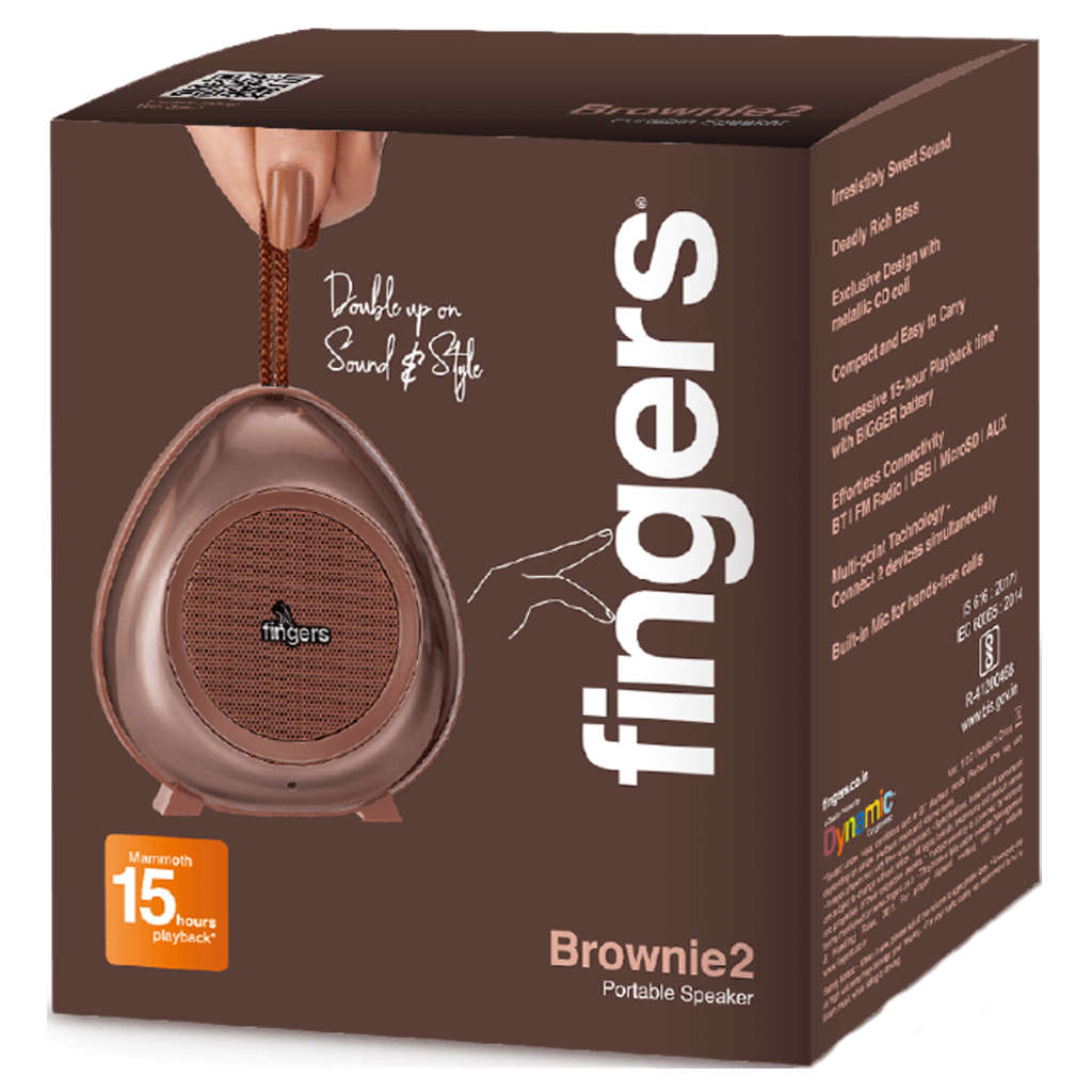 Fingers Brownie2 Portable Speaker Choco Brown