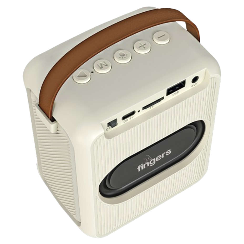 Fingers SoloKaraoke Portable Speaker With Wireless Mic Ivory