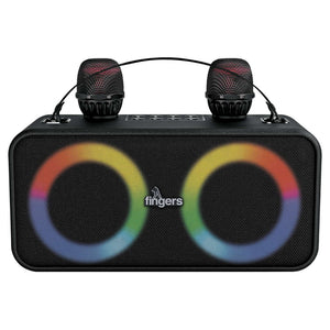 Fingers 2Mic-Karaoke Portable Speaker With 2 Wireless Mics Rich Black 