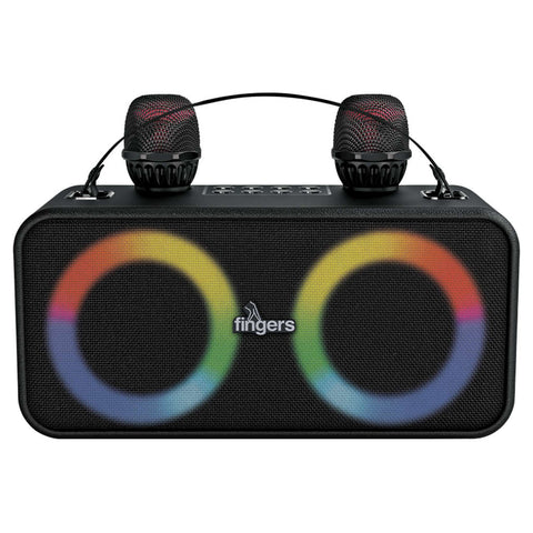 Fingers 2Mic-Karaoke Portable Speaker With 2 Wireless Mics Rich Black 