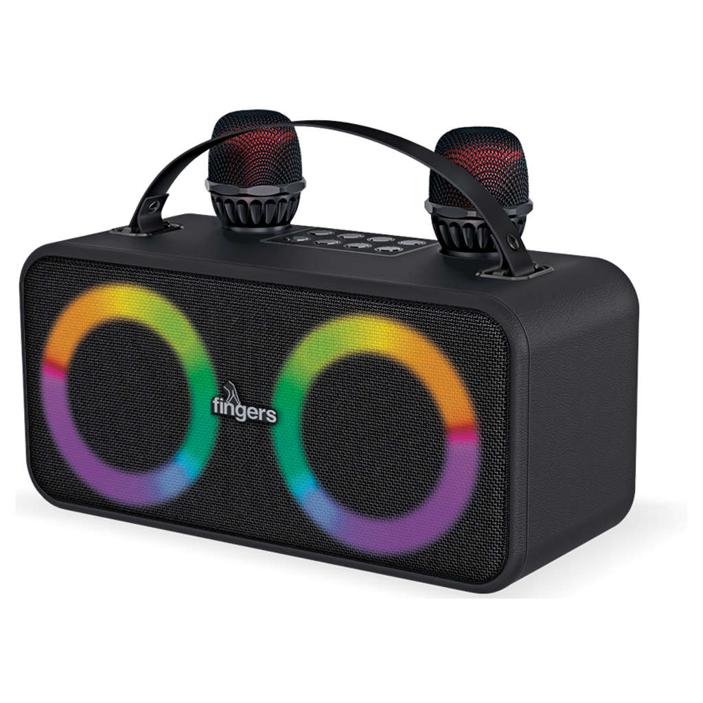 Fingers 2Mic-Karaoke Portable Speaker With 2 Wireless Mics Rich Black