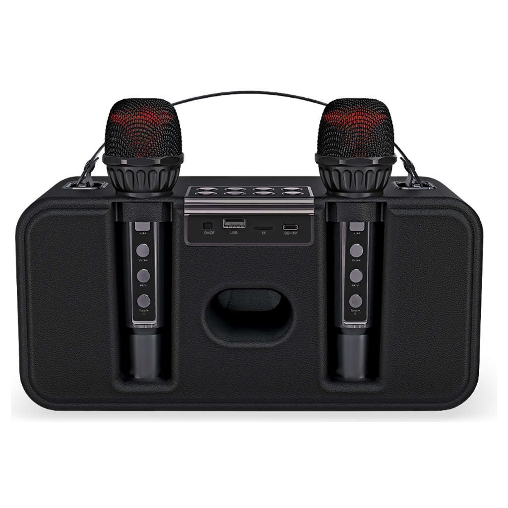 Fingers 2Mic-Karaoke Portable Speaker With 2 Wireless Mics Rich Black