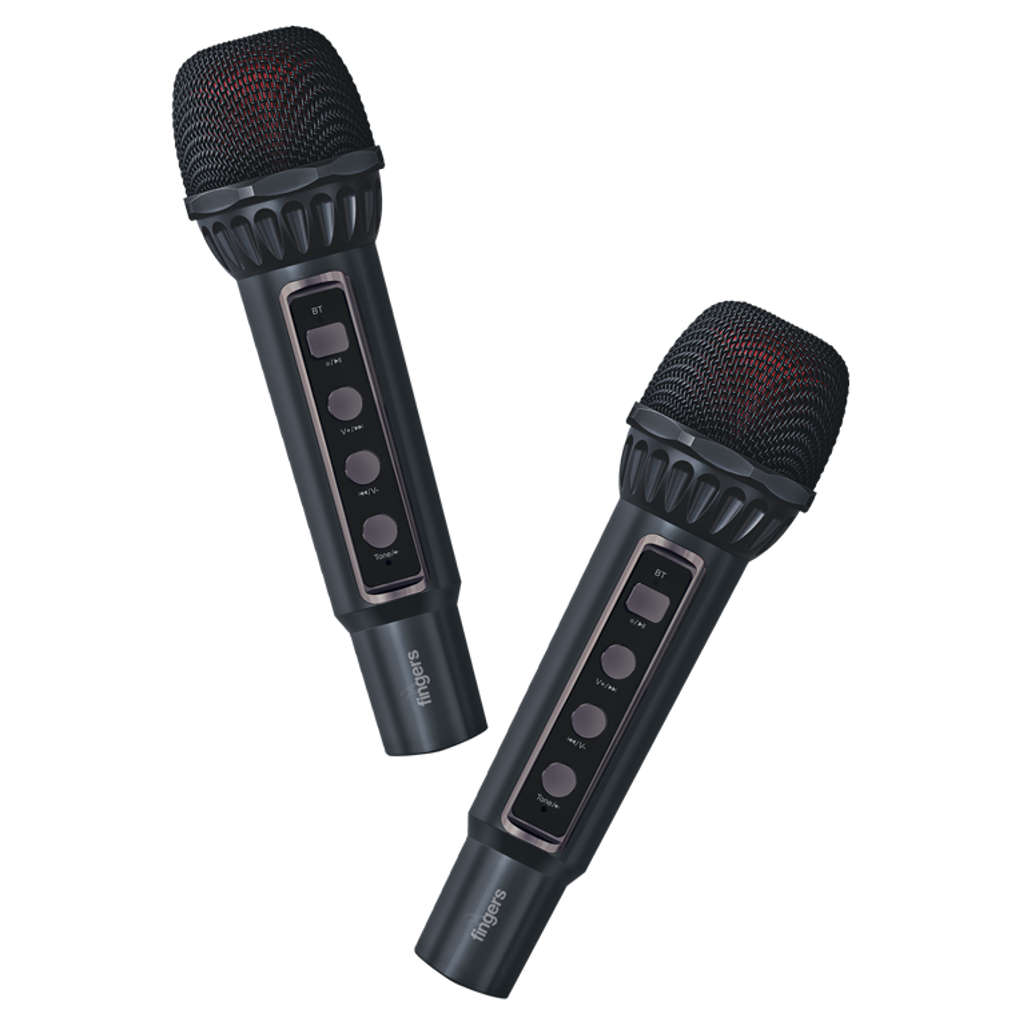Fingers 2Mic-Karaoke Portable Speaker With 2 Wireless Mics Rich Black
