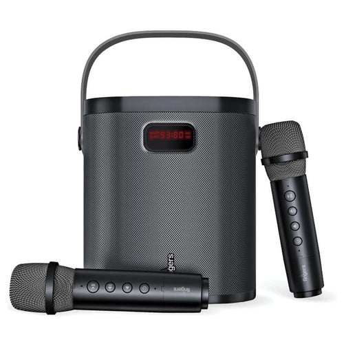 Fingers 2Mic-GrooveBox Portable Speaker With 2 Wireless Mics Rich Black 