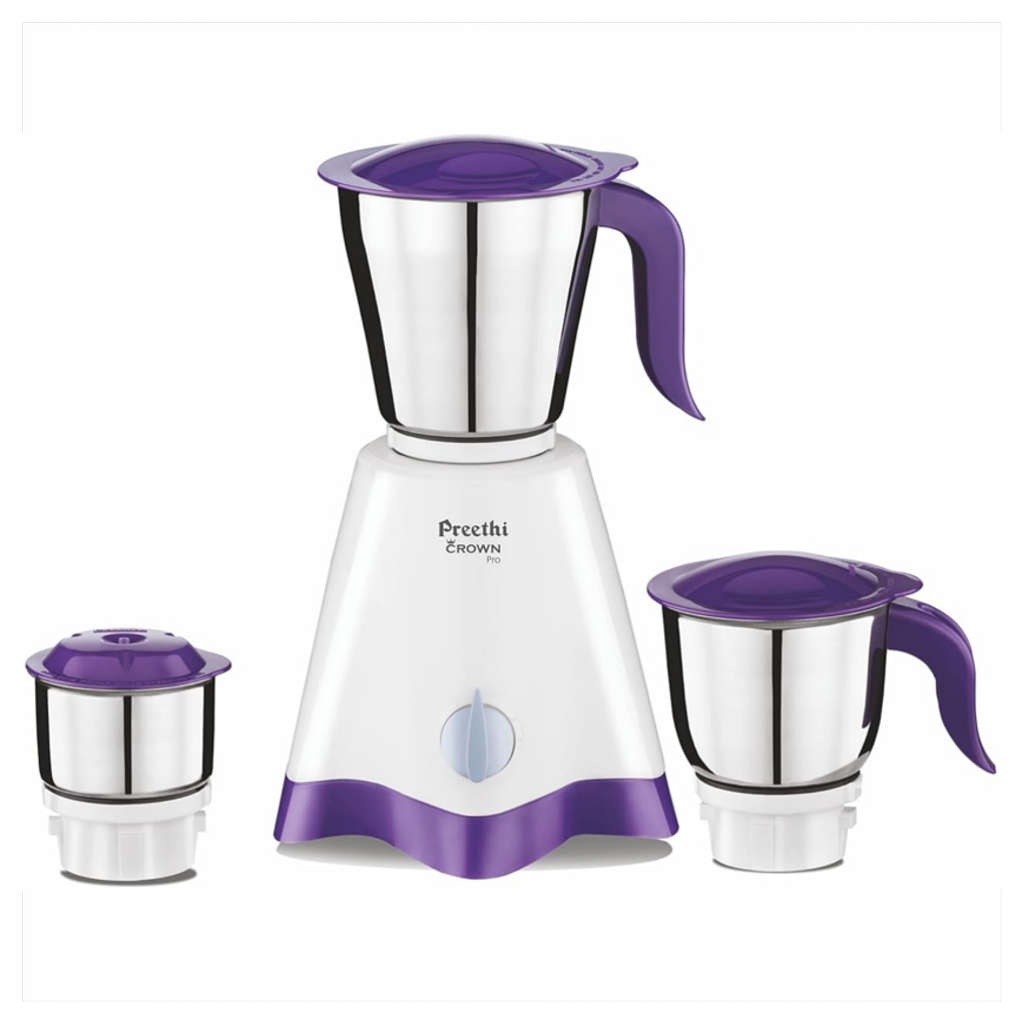Preethi Crown Pro Mixer Grinder With 3 Jars 600 Watts White & Purple MG 254 