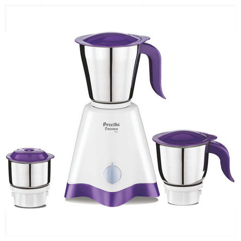 Preethi Crown Pro Mixer Grinder With 3 Jars 600 Watts White & Purple MG 254 