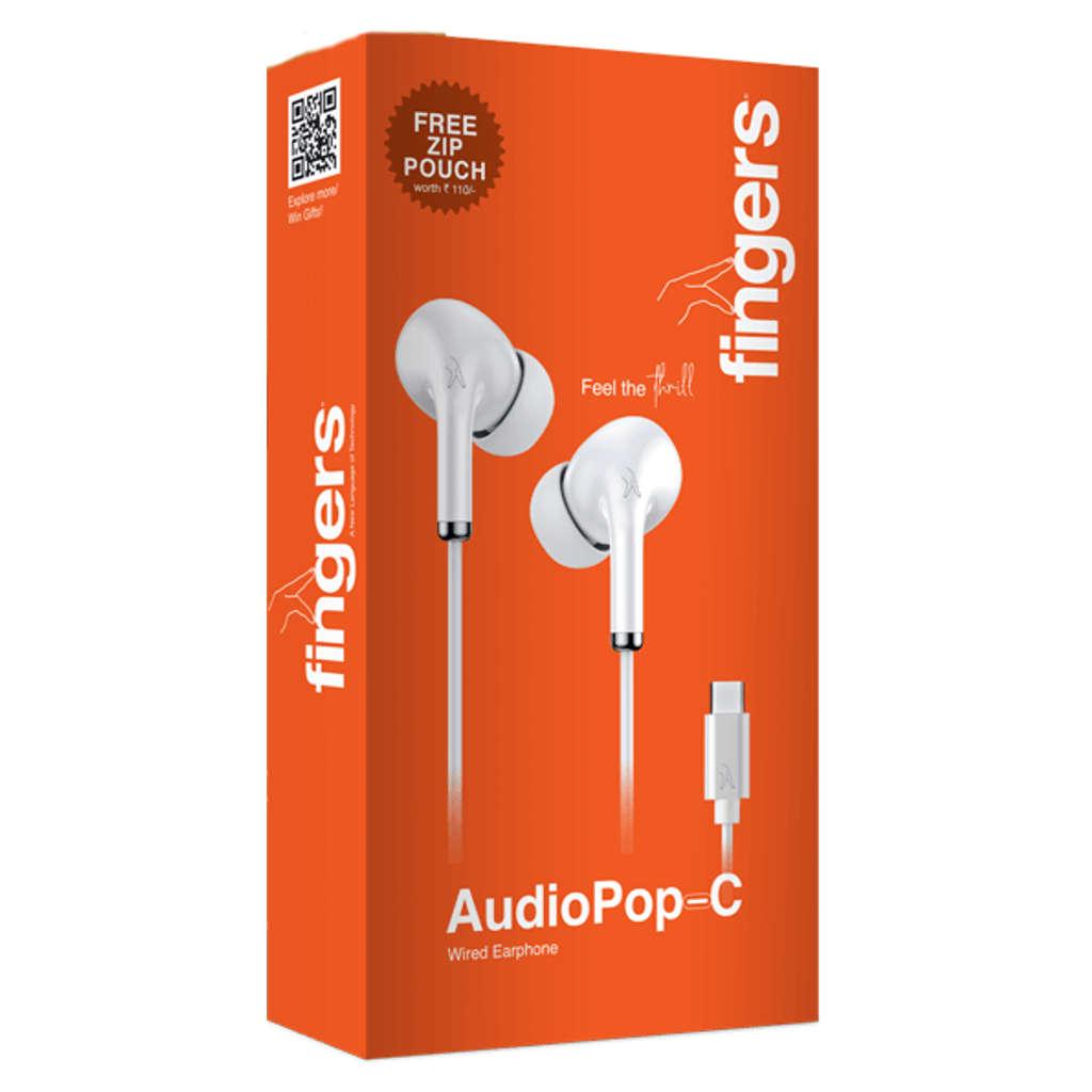 Fingers AudioPop-C With Type-C Wired Earphone Classic White