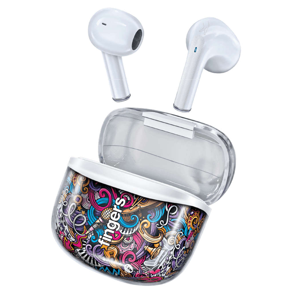 Fingers Melo-Mania True Wireless Earbuds White + Musical Murals