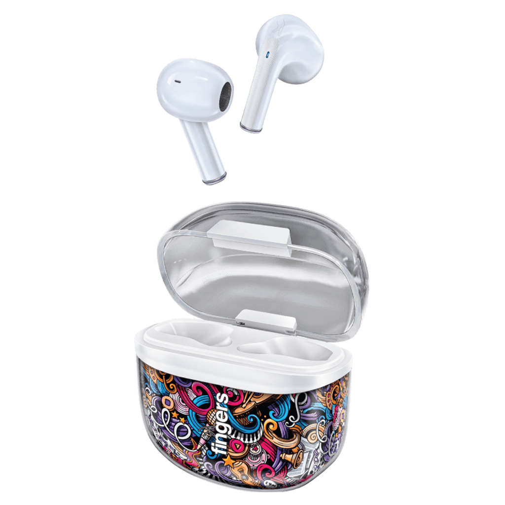 Fingers Melo-Mania True Wireless Earbuds White + Musical Murals