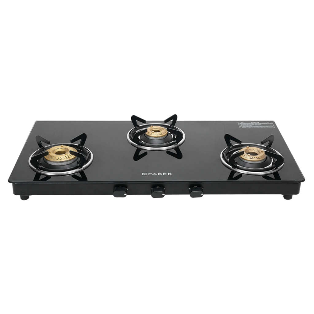 Faber Spark Glass Top Gas Stove 3 Brass Burner 