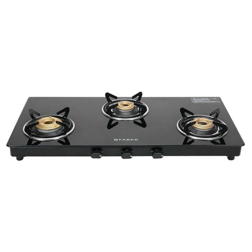Faber Spark Glass Top Gas Stove 3 Brass Burner 