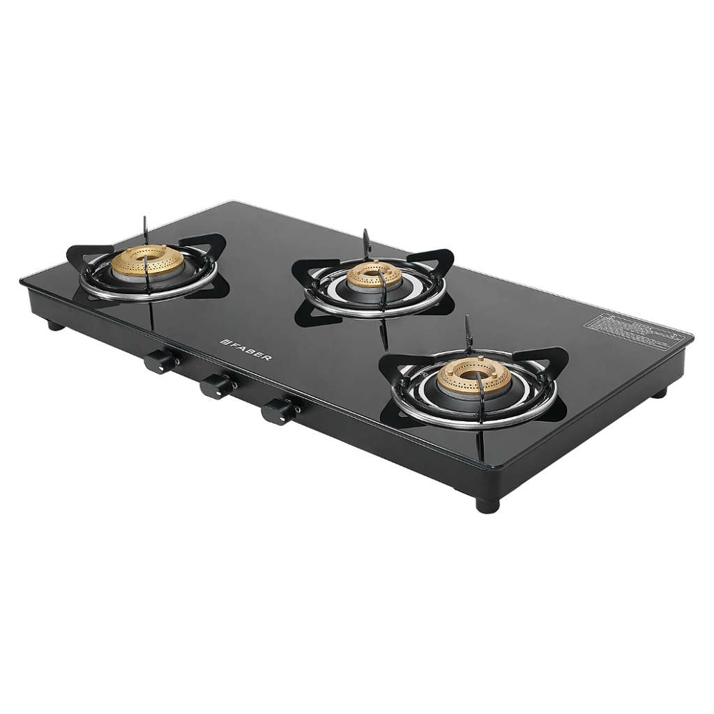 Faber Spark Glass Top Gas Stove 3 Brass Burner