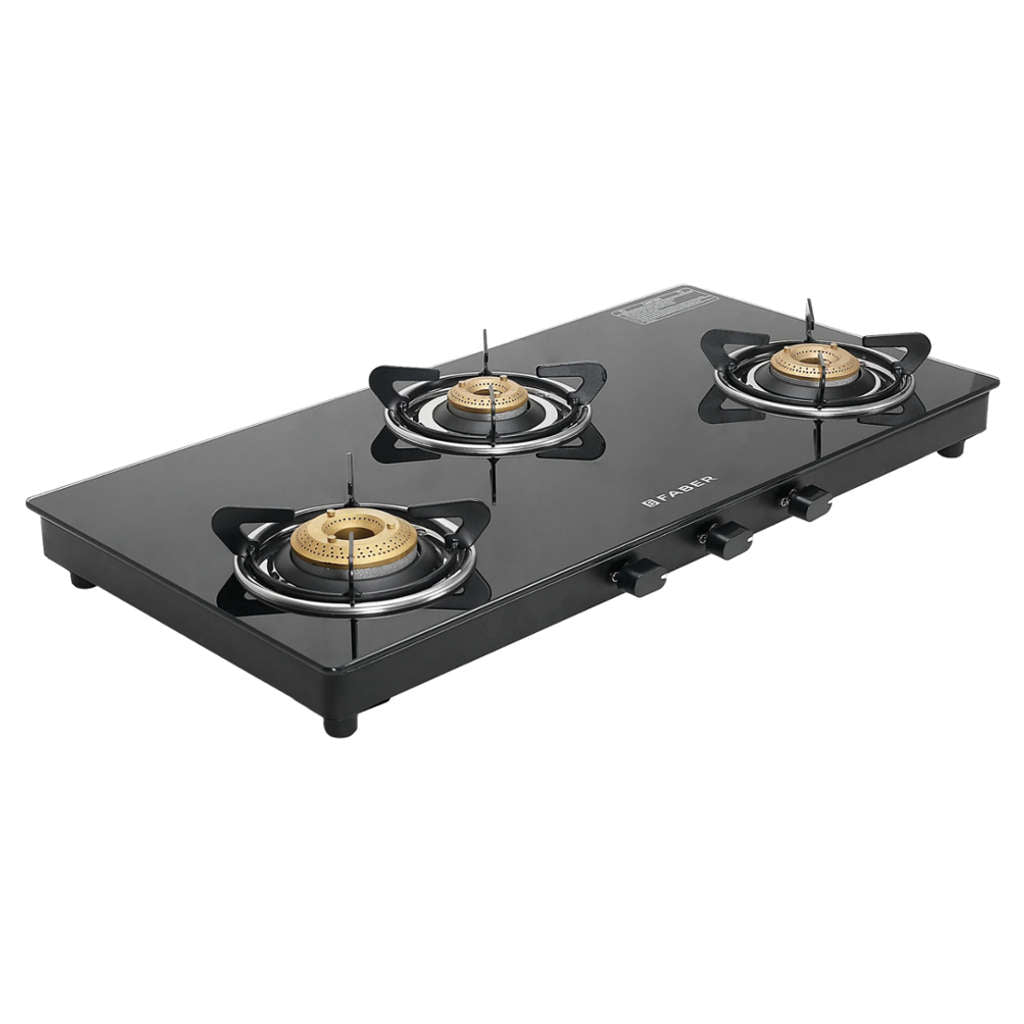 Faber Spark Glass Top Gas Stove 3 Brass Burner