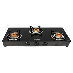 Faber Jumbo BK Glass Top Gas Stove 3 Brass Burner 