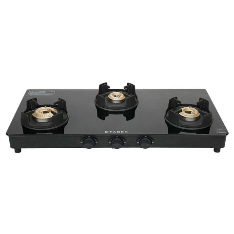 Faber Onxy BK AI Glass Top Gas Stove 3 Brass Burner 
