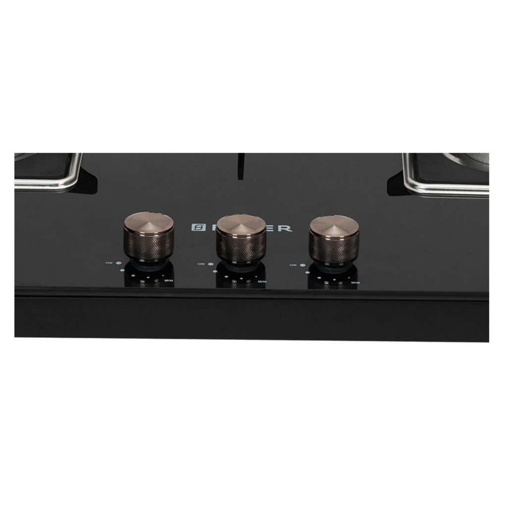 Faber Nios DLX Auto BK Glass Top Gas Stove 3 Brass Burner
