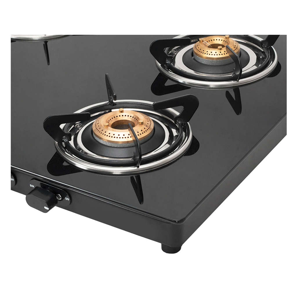 Faber Spark BK Glass Top Gas Stove 4 Brass Burner