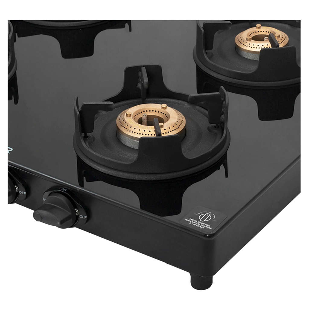 Faber Onxy BK AI Glass Top Gas Stove 4 Brass Burner