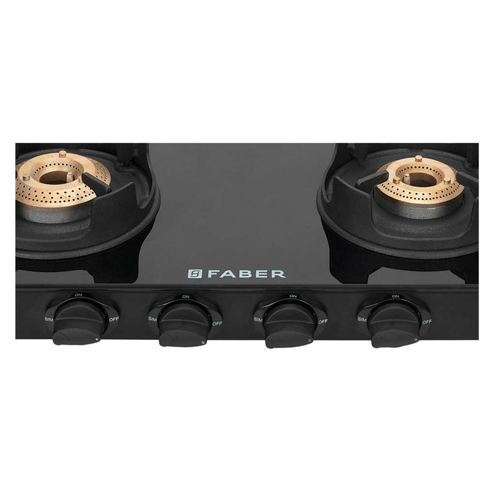 Faber Onxy BK AI Glass Top Gas Stove 4 Brass Burner