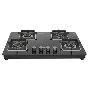 Faber Nios DLX Auto BK Glass Top Gas Stove 4 Brass Burner 