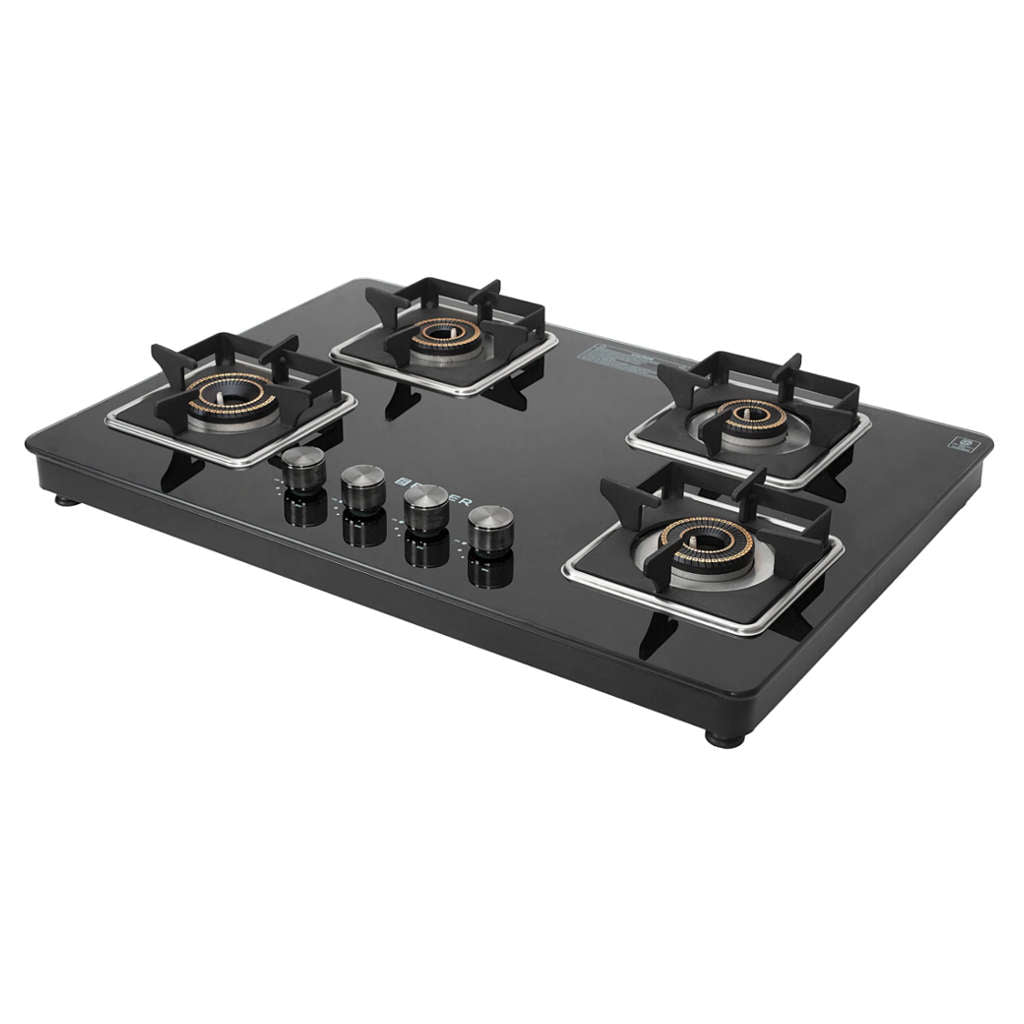 Faber Nios DLX Auto BK Glass Top Gas Stove 4 Brass Burner
