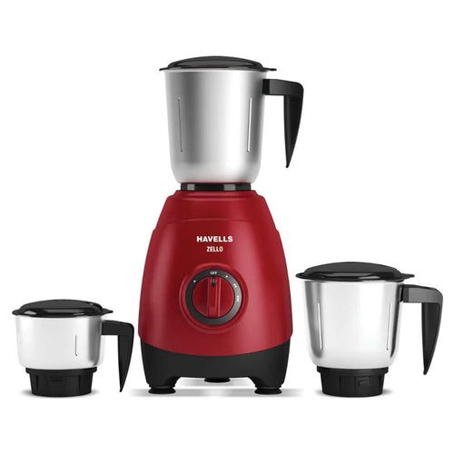 Havells Zello Mixer Grinder With 3 Jars 750W Red GHFMGEKR75 