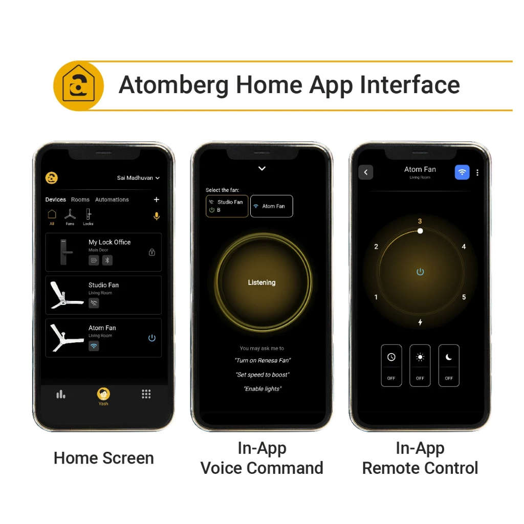 Atomberg Studio Smart Plus BLDC Ceiling Fan With IoT & Remote Control 1200mm Marble White