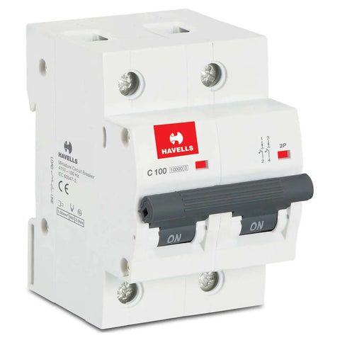 Havells Higher Rating C Curve Double Pole MCB 100A DHMJCDPF100 
