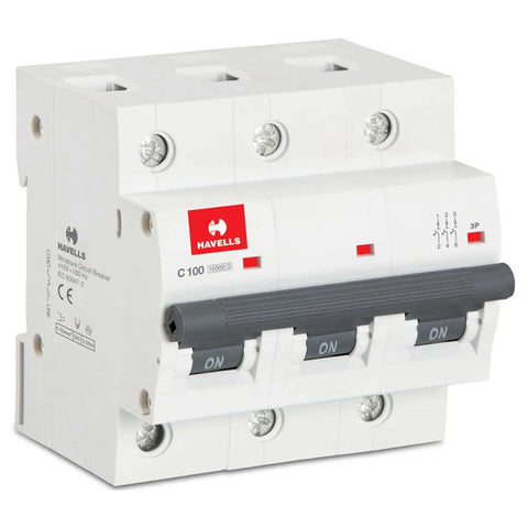 Havells Higher Rating C Curve Three Pole MCB 100A DHMJCTPF100 