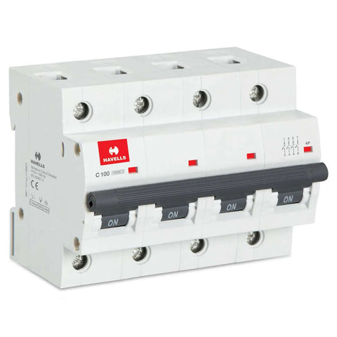 Havells Higher Rating C Curve Four Pole MCB 100A DHMJCFPF100 