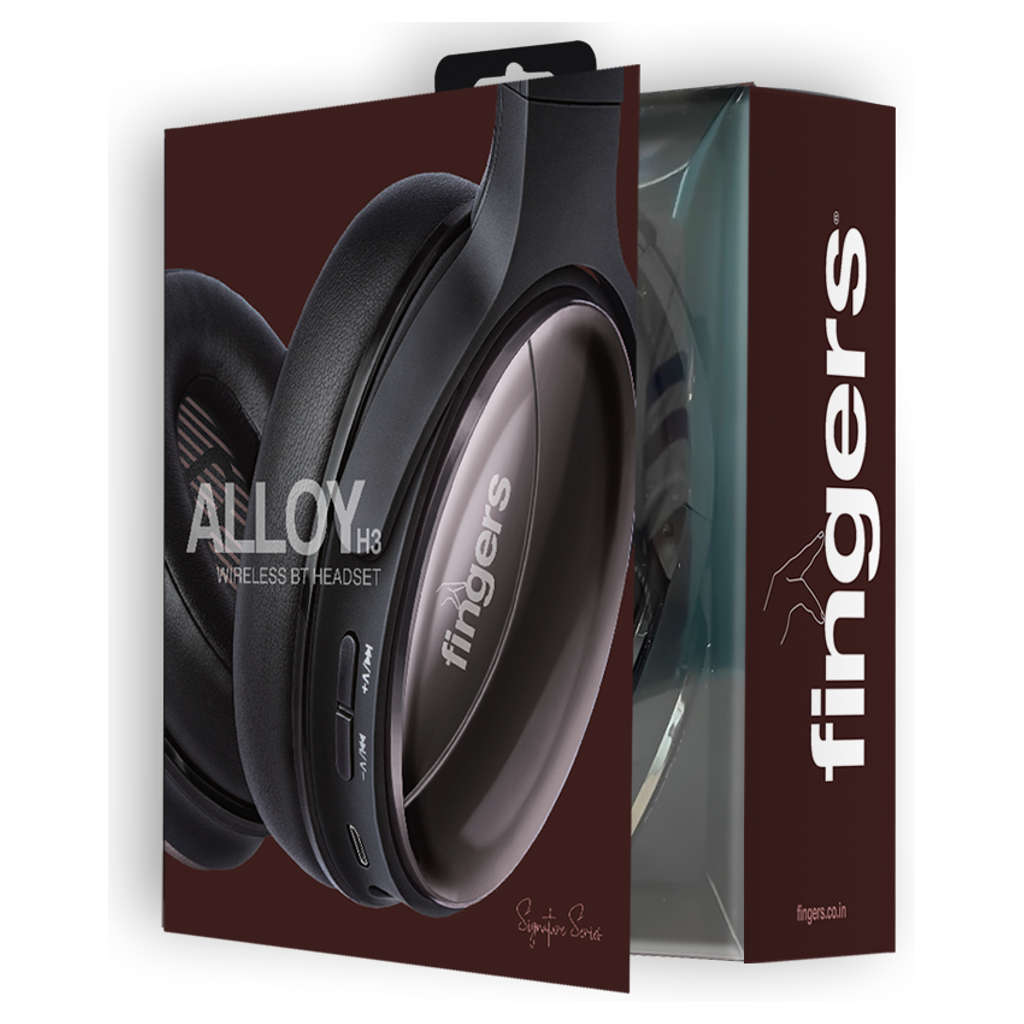 Fingers Alloy H3 Wireless Headphones Rich Black + Gun Metal