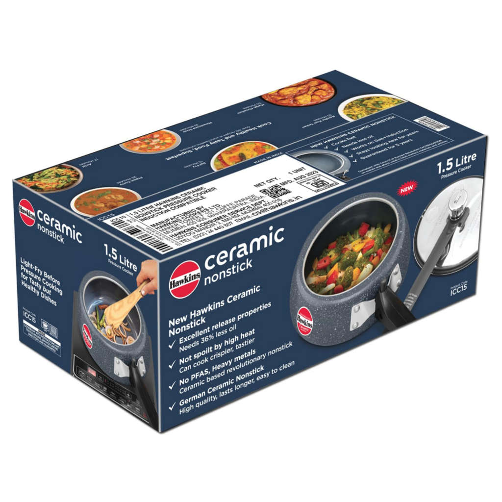 Hawkins Ceramic Nonstick Pressure Cooker 1.5 Litre ICC 15