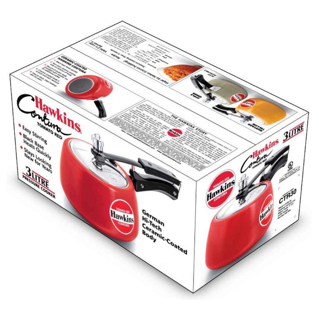 Hawkins Ceramic Coated Contura Pressure Cooker 3 Litre Tomato Red CTR 30