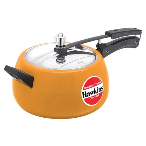 Hawkins Ceramic Coated Contura Pressure Cooker 5 Litre Mustard Yellow CMY 50 