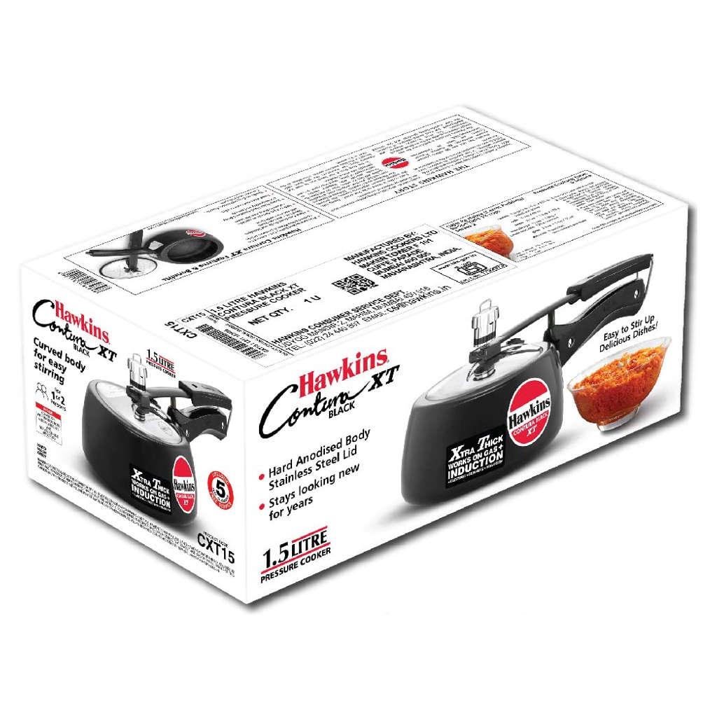 Hawkins Contura Black XT Pressure Cooker 1.5 Litre CXT 15