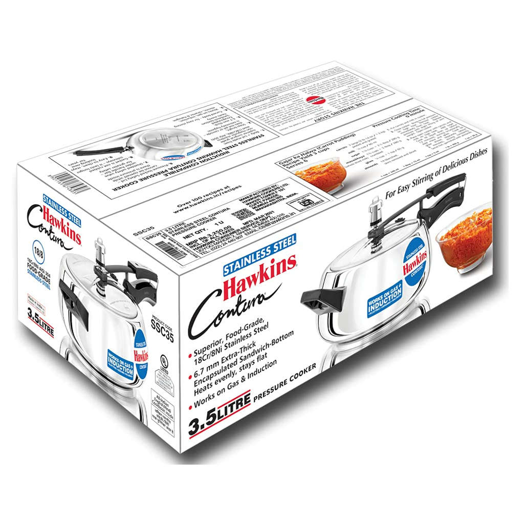 Hawkins Stainless Steel Contura Pressure Cooker 3.5 Litre SSC 35