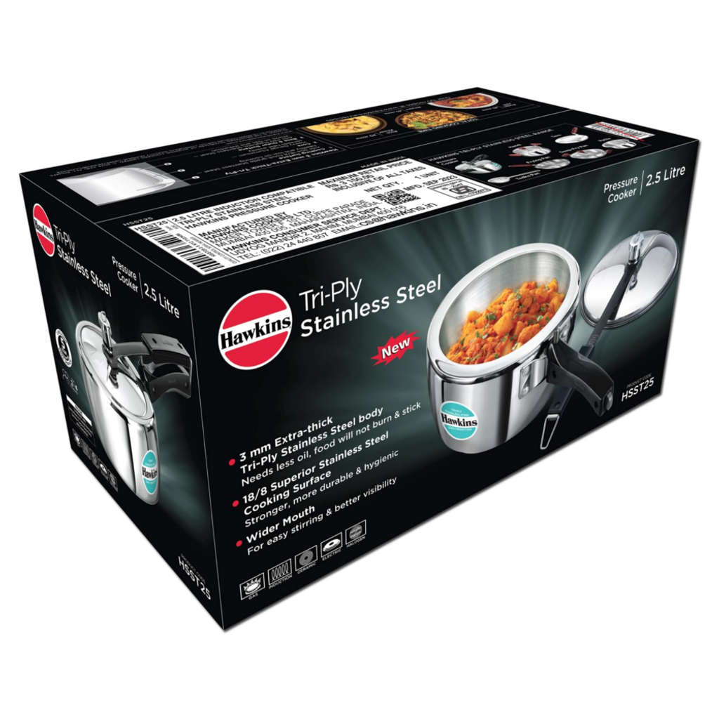 Hawkins Tri-Ply Stainless Steel Pressure Cooker 2.5 Litre HSST 25
