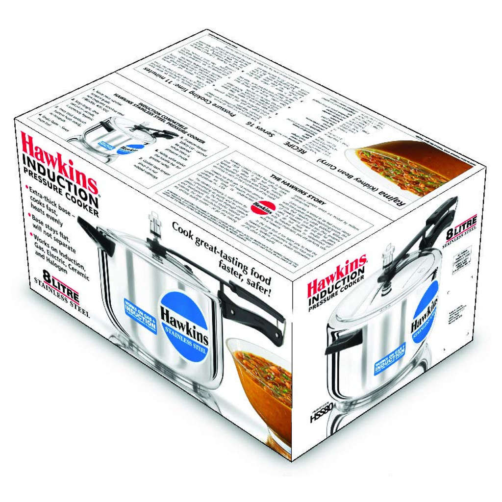 Hawkins Stainless Steel Wide Pressure Cooker 8 Litre HSS 80