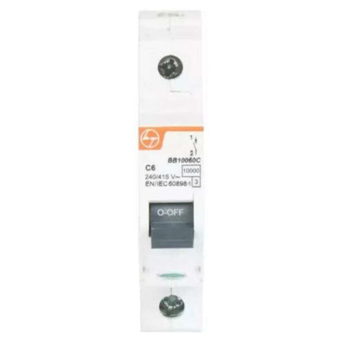 L&T [ Lauritz Knudsen ] Exora 6 A Single Pole C-Curve MCB - BB10060C 